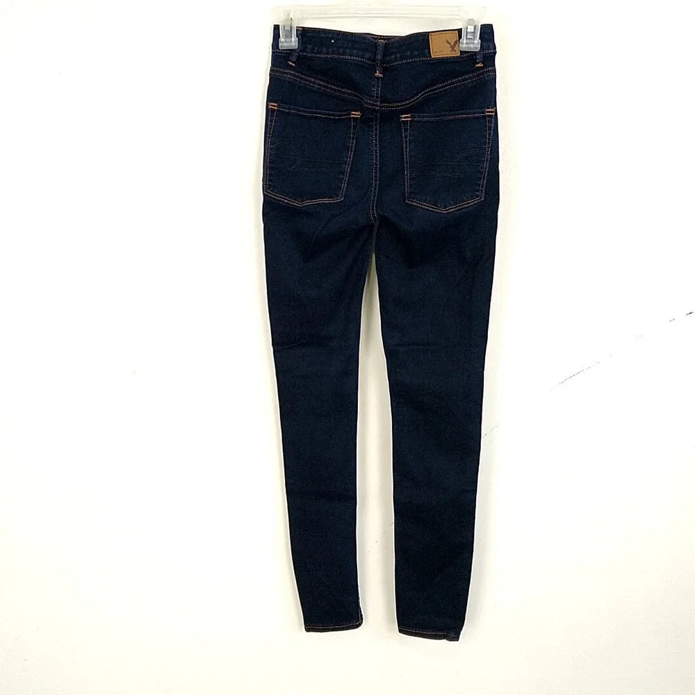 American Eagle Sky High Jegging Women 2 Dark Indigo Blue High Rise Skinny Jeans